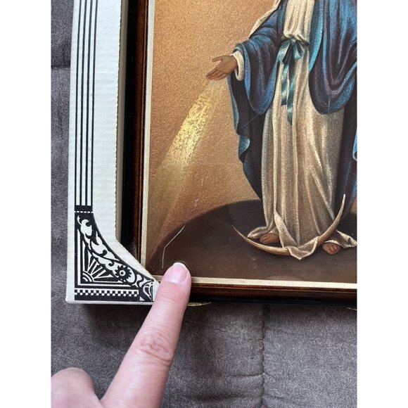 Our Lady of Grace Gold Foil Icon Framed Ornate Wooden Back/Frame 7x9 1/4 - Picture 2 of 3